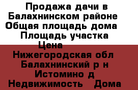 Продажа дачи в Балахнинском районе › Общая площадь дома ­ 55 › Площадь участка ­ 600 › Цена ­ 170 000 - Нижегородская обл., Балахнинский р-н, Истомино д. Недвижимость » Дома, коттеджи, дачи продажа   . Нижегородская обл.